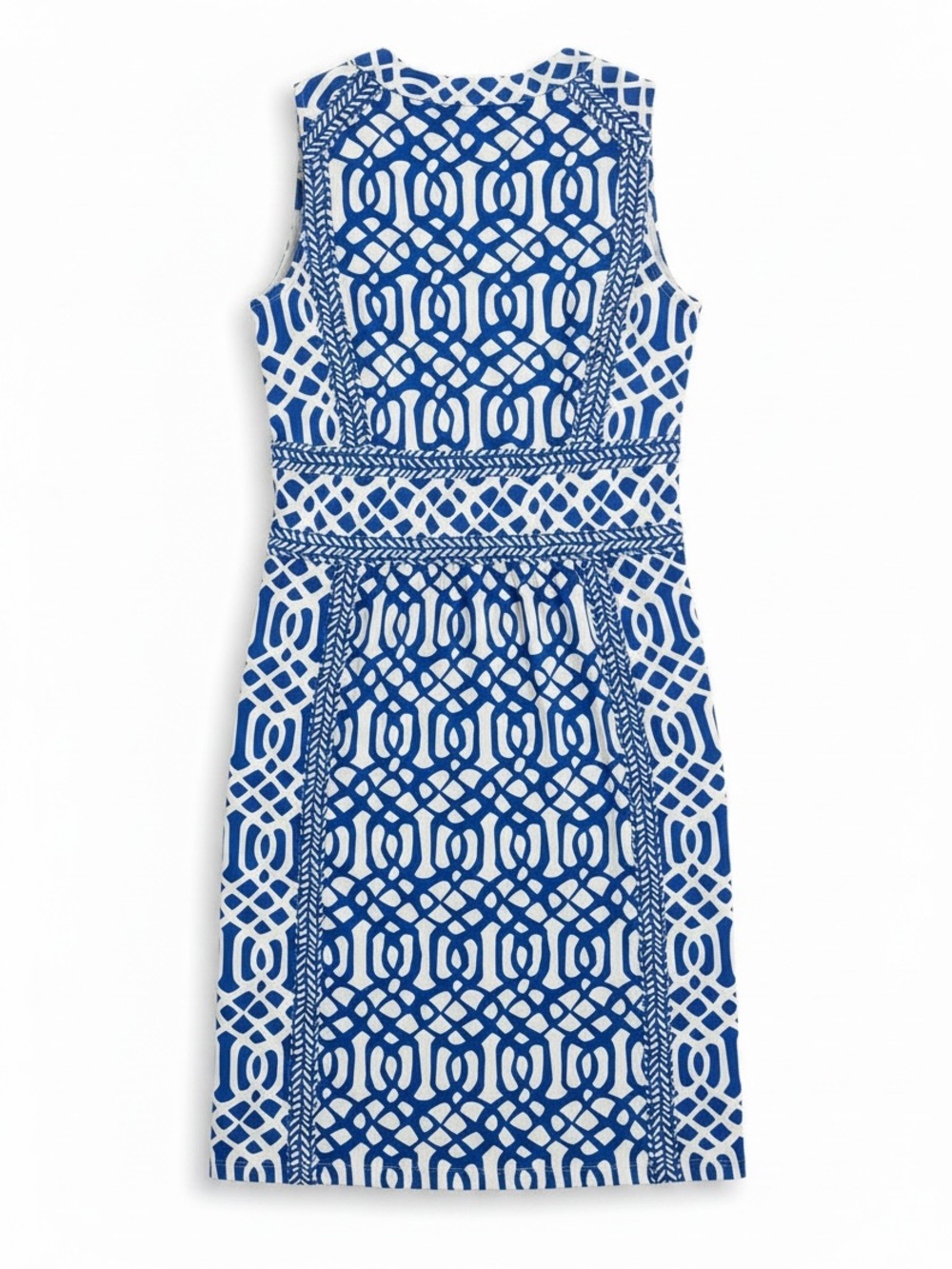 J. McLaughlin Lola Dress Blue White Geometric Print Catalina Cloth Small - Picture 3 of 7